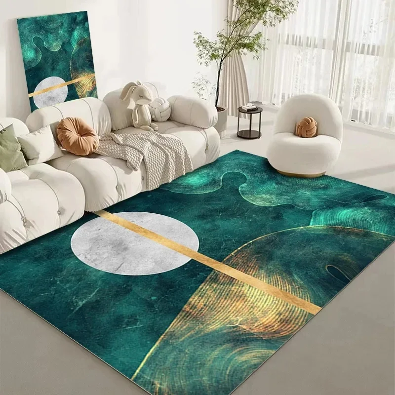 Green Mori Abstract Living Room Carpet Bedroom Study Full Floor Mat Home Decor Modern High Touch Office Carpet Home Decoration