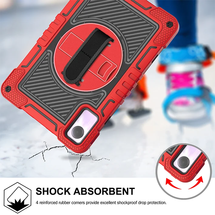 Versatile 360° Rotating Tablet Case with Kickstand, Shockproof Protection, and Hand & Shoulder Straps