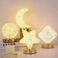 Bedroom Crystal Touch Dimming Night Light Girls Room Home Decor Aesthetics USB Bedside LED Ambient Table 3d Moon Lamp 1