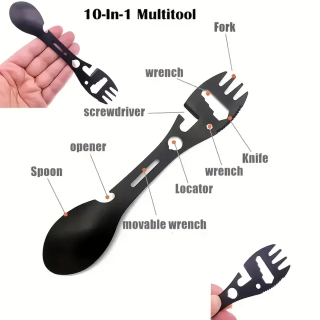 Outdoor Fork Spoon Versatile Outdoor Camping Tool Lightweight Fork Spoon Bottle Opener for Survival Tactical Utility for Easy 6