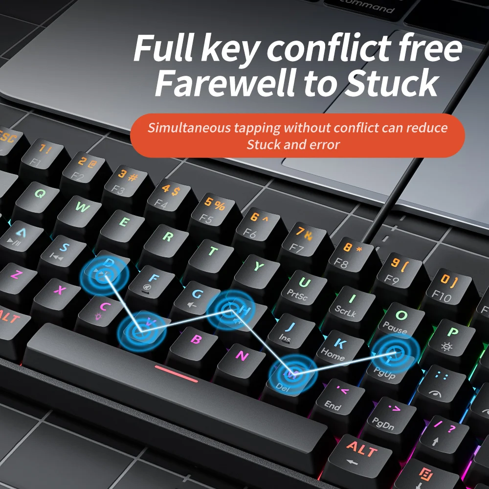 Mini Mechanical Keyboard 61Key Esports Wired USB Hot swappable RGB Light Effect Red Axis Compact Practical