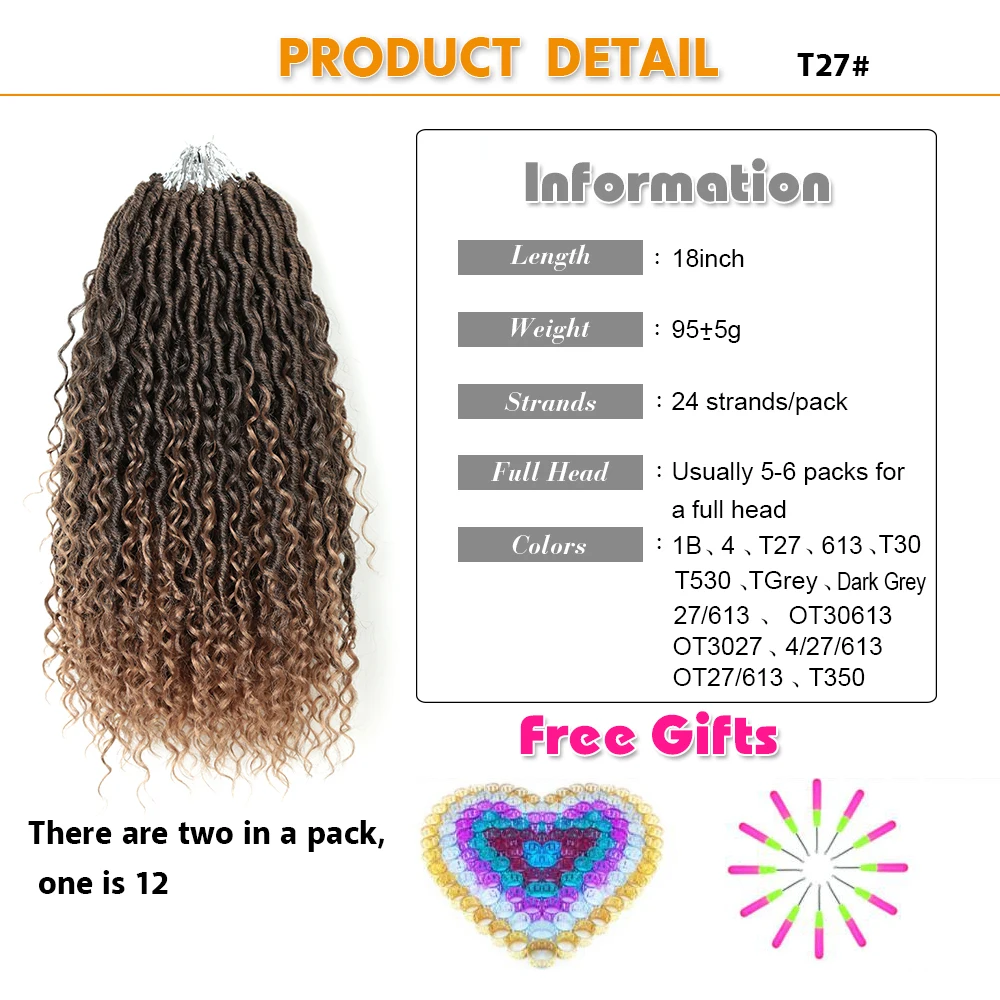 Alibaby Goddess Locs Synthetic Crochet Hair for Braids Ombre Braiding Hair Extension River Faux Locs With Curly Hair 5