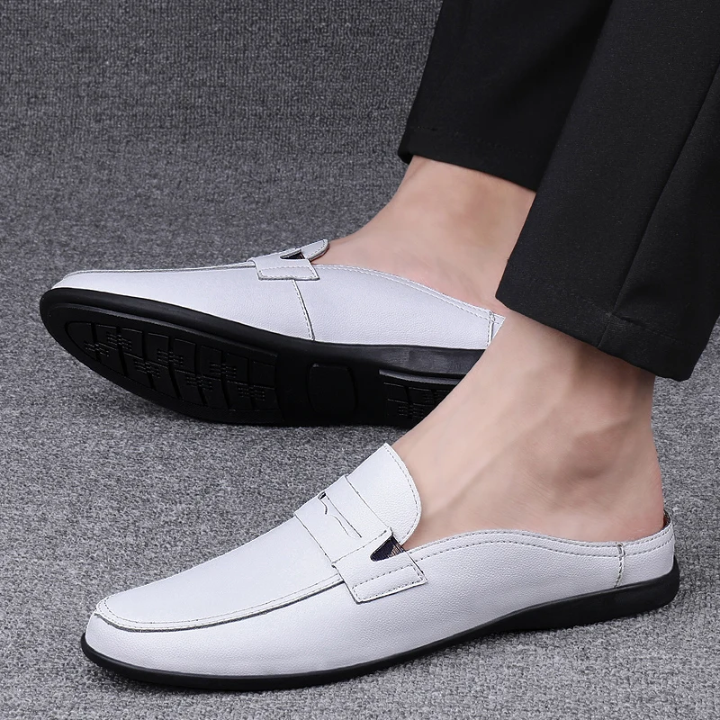 Fashion Men Half Loafers Genuine Leather Slippers - Uniqwear