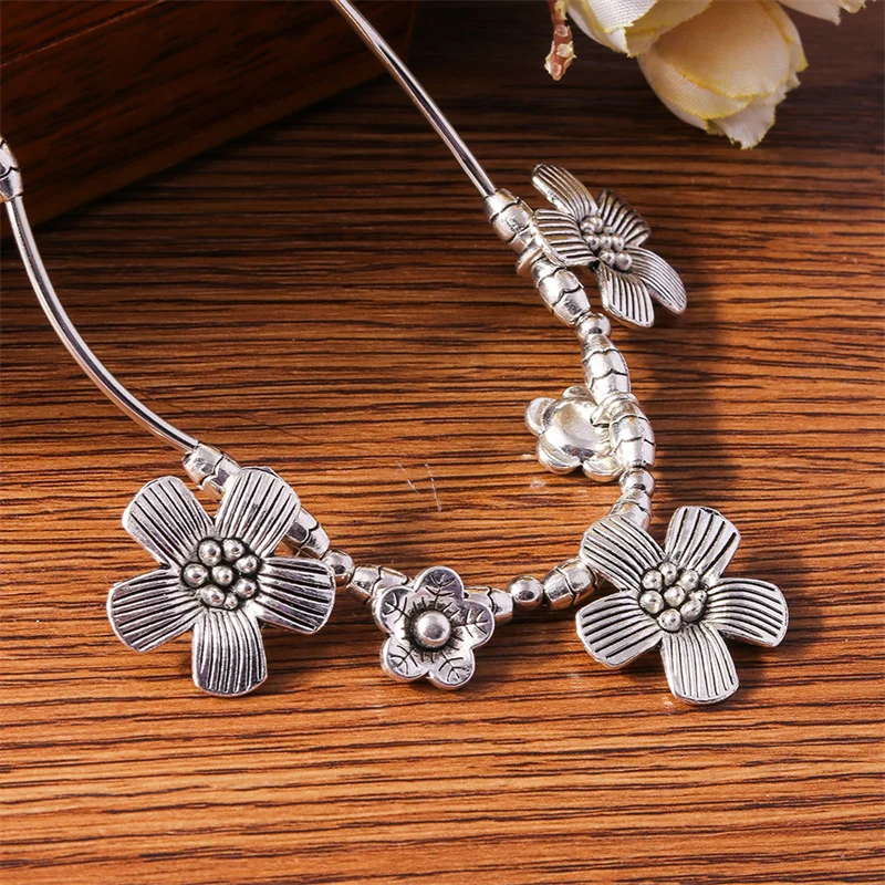 Aihua Böhmen Vintage Türkis Stein Halskette für Frauen Halsreif Collier ethnische tibetische Halsketten große Aussage Schmuck – Detail 8