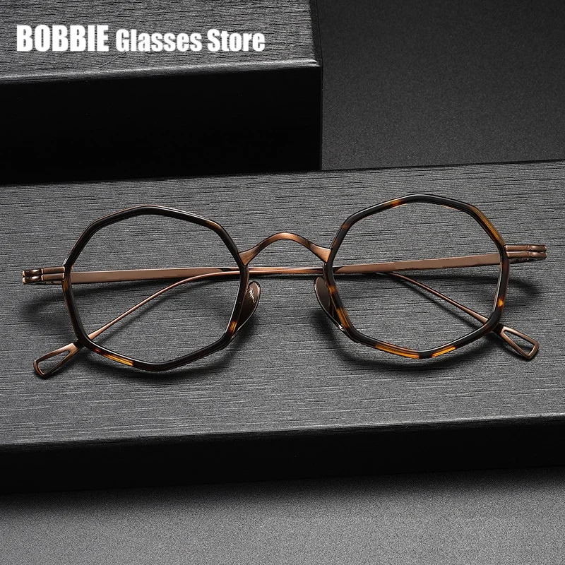 

Designer Pure Titanium Eyeglass Frame 80872 Vintage Polygonal Myopia Eyeglasses Optical Prescription Lens Fashion Eyewear Gafas