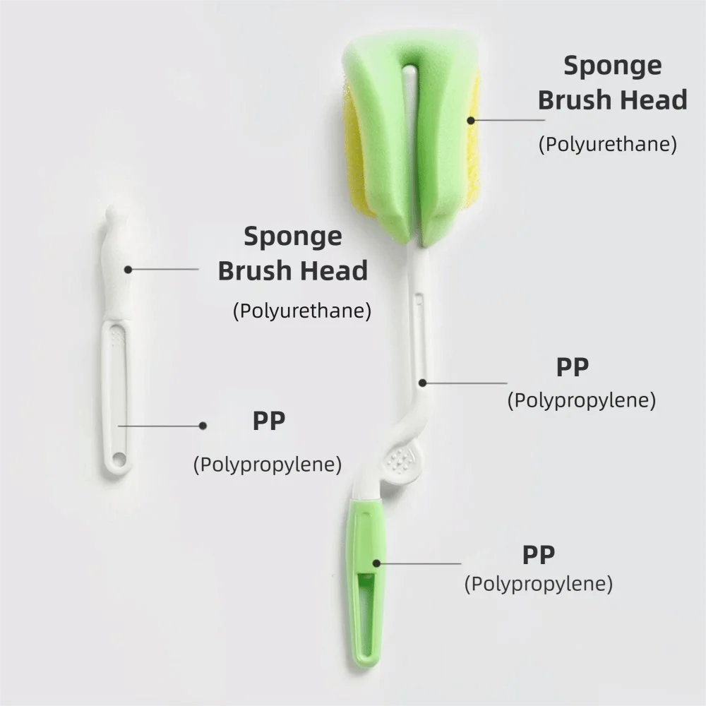 Soft Head Baby Bottle Cleaning Brush Set BPA-Free 360° Cleaning Water Bottle Brush Spout Cup Brush Long Handle