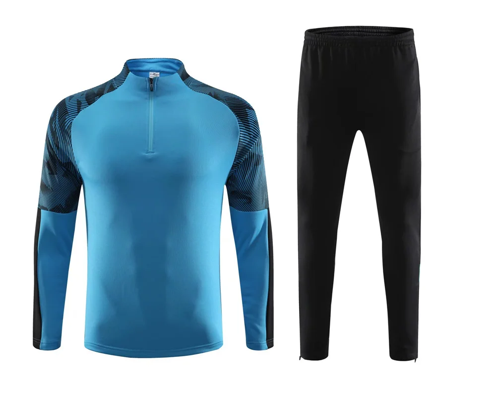 Turnover collar zip-up contrast sports pants set