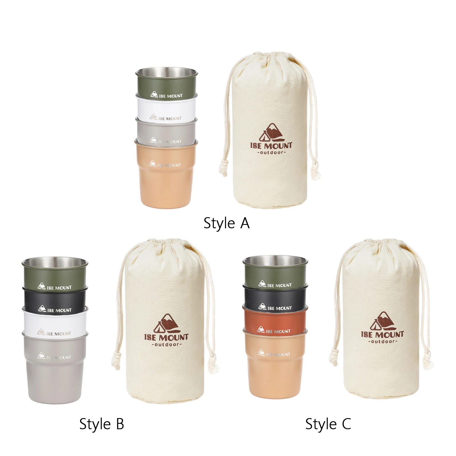 4Pcs Stainless Steel Cups Camping Cups Set 300ml Capacity Drink Cups Coffee Tea Water Cup for Outdoor Travel Camping Hiking Home 4