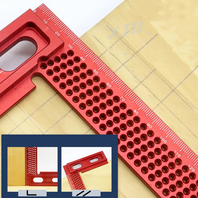 

Woodworking T Type Scribing Marking Gauge Aluminium Square Ruler Precision 200/300mm Drawing Ruler Cross Calibration Ruler