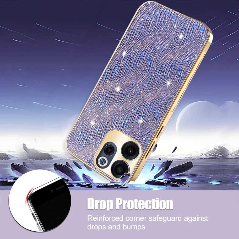 Luxurious Electroplated Water Ripple Shockproof Phone Case with Bumper Protection