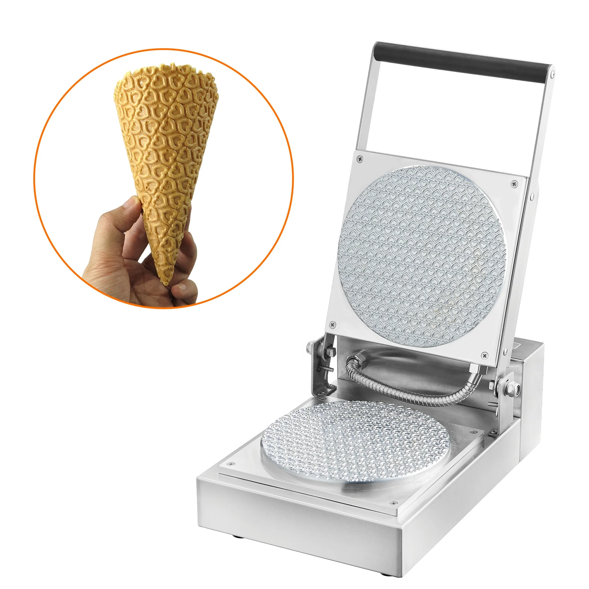 

Free shipping 110V or 220V Commercial Ice Cream Cone Baking Makers Machine Professional Customized Carved logo Waffle Cone Maker