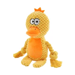 Interactive Animal Plush Rope Toy - Engaging Squeak and Chew Fun (Duck)