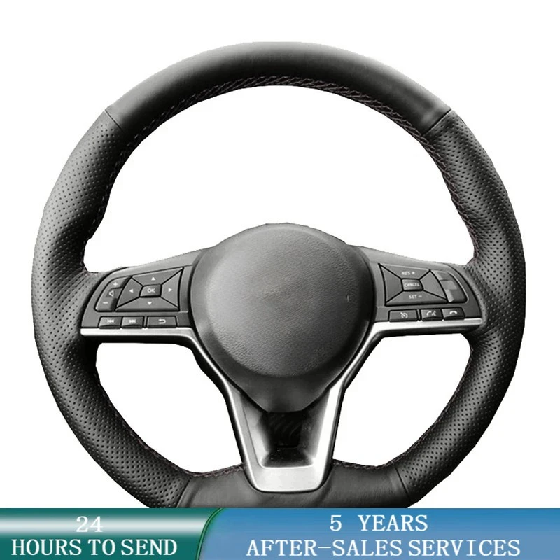 Angepasst Auto Lenkrad Abdeckung Nicht-slip Leder Braid Auto Zubehör Für Nissan Kicks X-TRAIL März Rogue Qashqai Serena