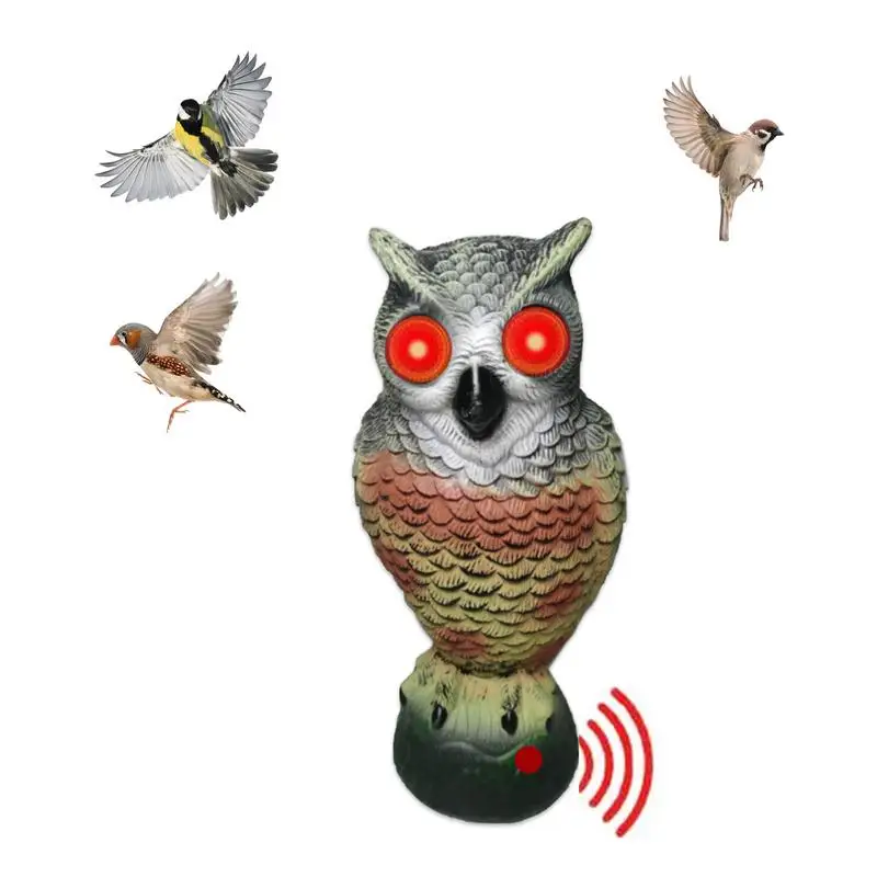 

Fake Owl Decoy To Scare Birds Away Horned Owl Scarecrow Sculpture Outdoor Natural Enemy Realistic Bird Deterrents Keep Bird Away