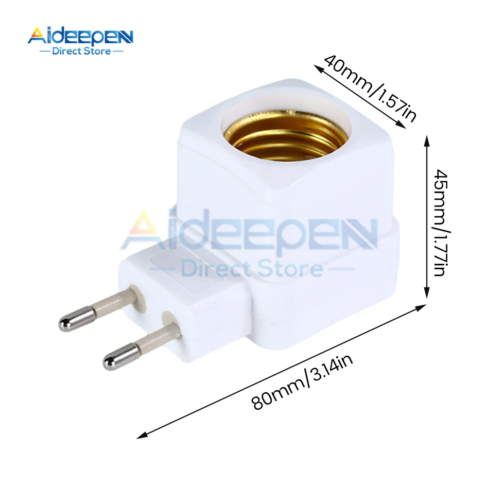 2Pcs 220V E27 LED Light Lamp Bulb Socket Integrated On/Off Switch Spiral Pattern Lamp Base Connector EU Plug Adapter