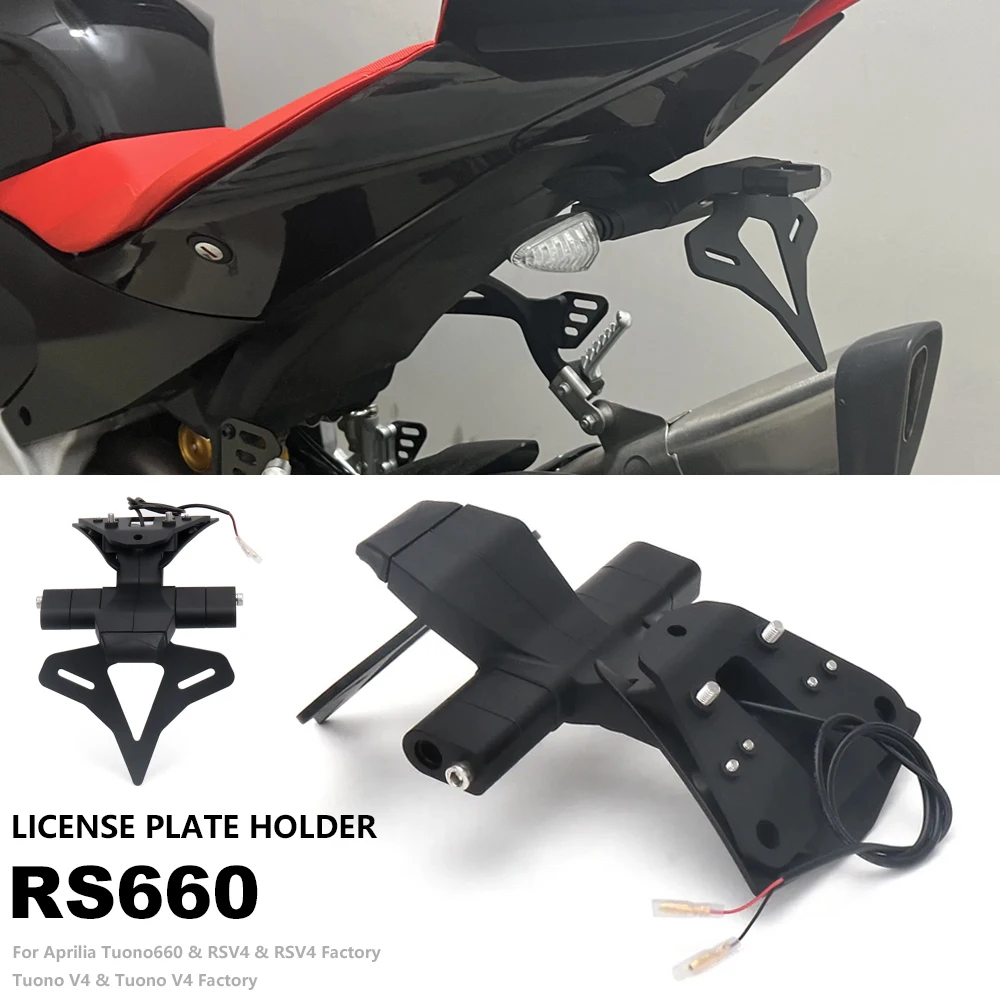 

Motorcycle Tail Tidy Fender LED Light Black New 2021 2022 2023 License Plate Holder For Aprilia RSV4 TUONO V4 Tuono 660 RS660