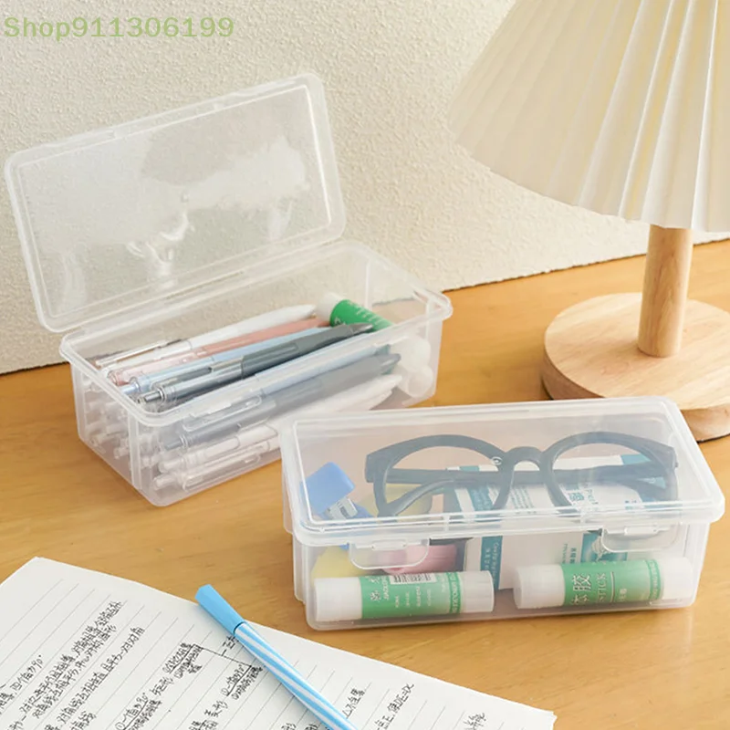 Boîte à Crayons Transparente en Plastique, Portable, Simple, Poudres, Papeterie Sв, Fournitures pour Enfants, Enseignants, Maison, 1 Pièce