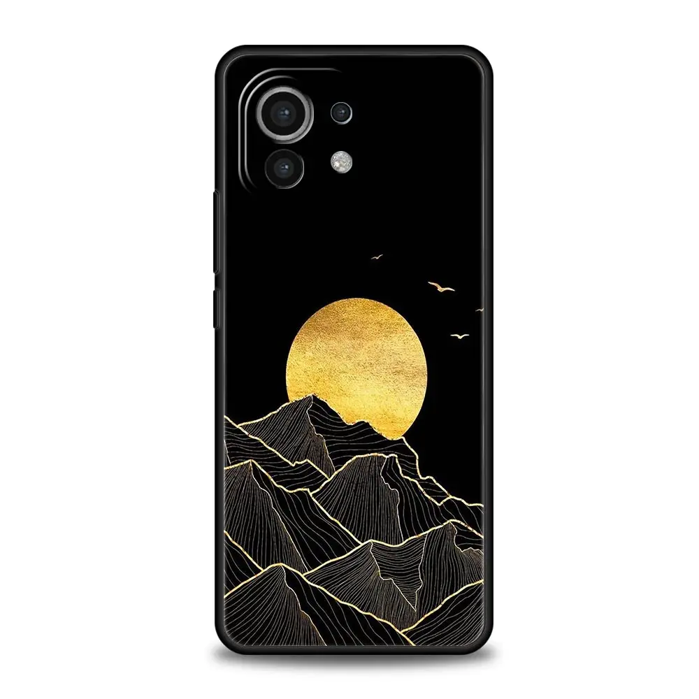 Abstract Mountain Sunrise Line Soft Case Cover