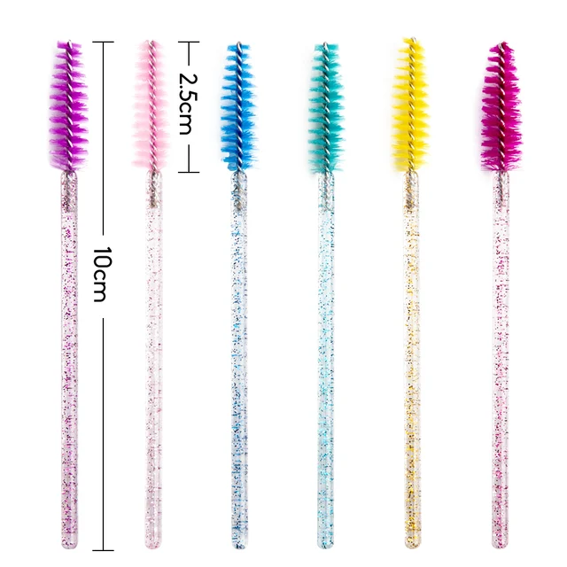 300/50 Disposable Mascara Wands Applicator Eyelash Brush Spoolies for Eye Lash Extension, Eyebrow and Makeup Crystal Cosmetic 4