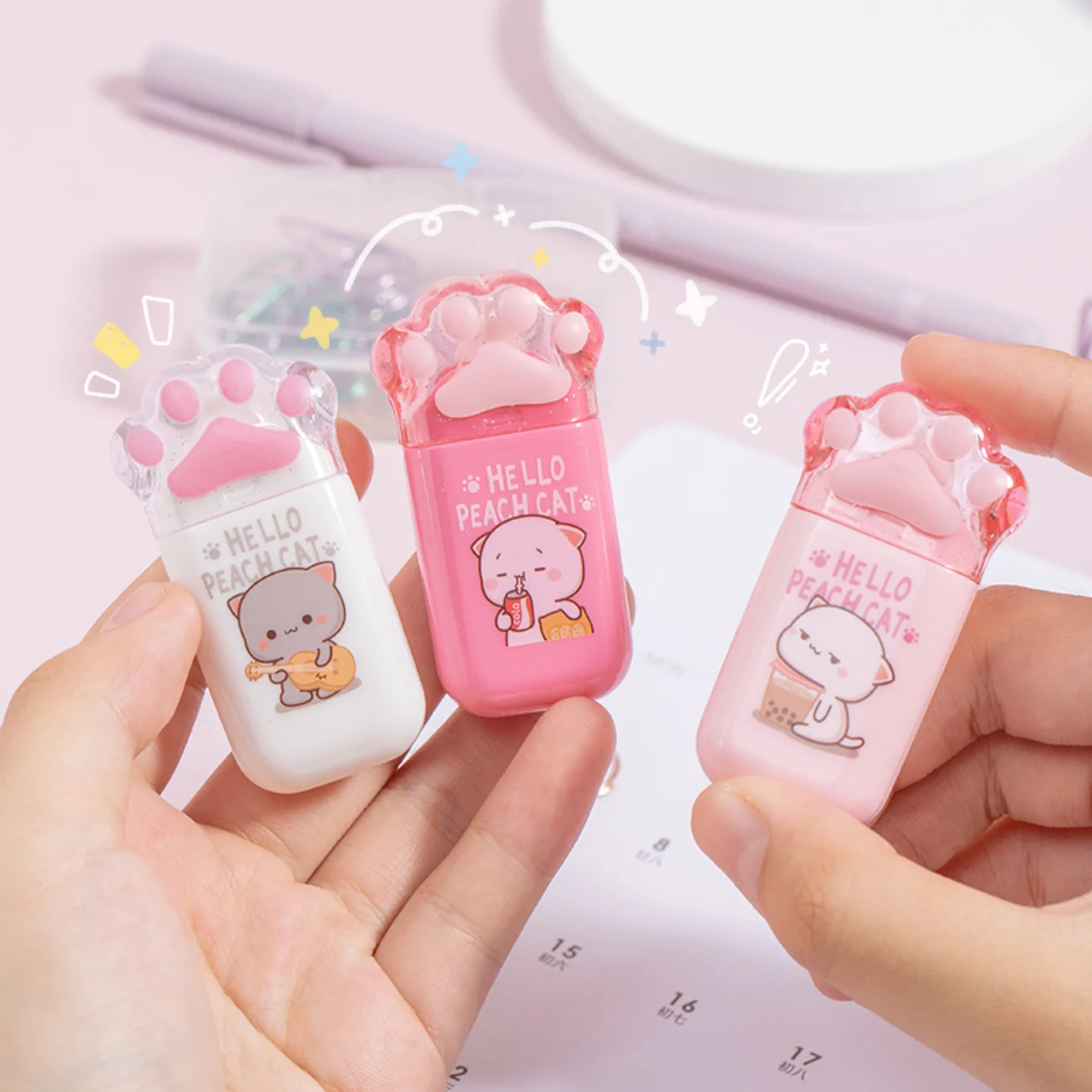 고양이 발톱 휴대용 교정 테이프, 카와이 화이트 아웃 교정기, 프로모션 선물, 학생 상품, 학교 사무실 용품, 1PC