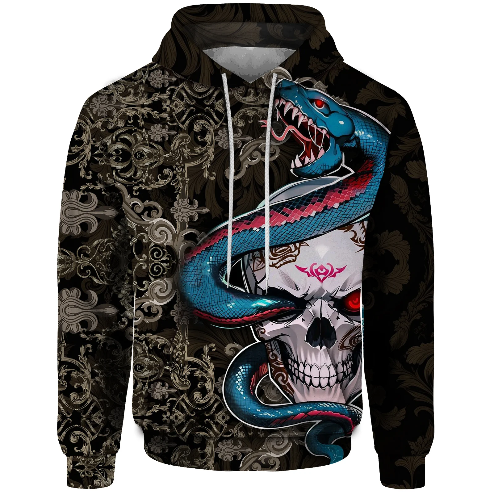 Sudadera Con Capucha Con Estampado De Calavera Y Bolsillo