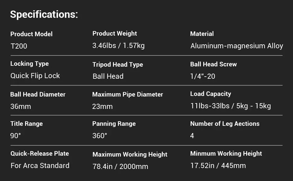 Description Picture 6 of itemSmallrig 2 In 1 Tripod Monopod Aluminium Alloy Tripod With Ball Head 360° Rotate 15kg Max Load for Outdoor Photography