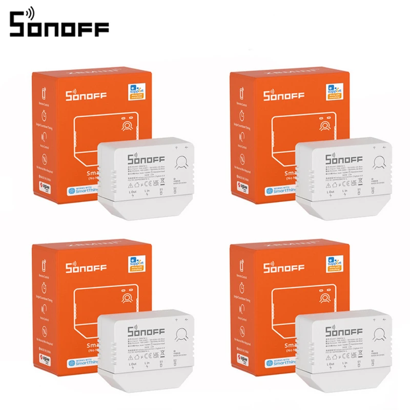 Sonoff ZBMINI-L Zigbee Mini Smart Switch 2 Way Control Wireless Switch No Neutral Wire Required, Support Ewelink APP Alexa Alice 