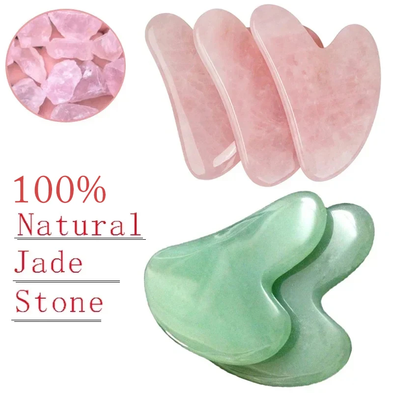 

Natural Rose Jade Roller Face Massage Gua Sha Board Crystal Stone Massager Body Facial Eye Scraping Acupuncture Lift