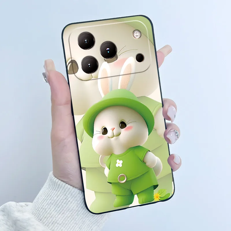 Luxury Cute Love Rabbit Black Silicone Soft Back Cover Case