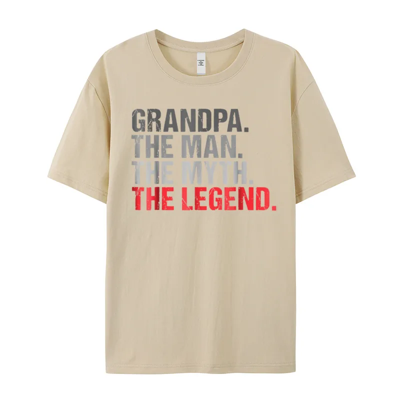 Mens Grandpa The Man The T Shirt Short Sleeve Party Retro Man Christmas Tops & Tees Party Tops Shirt Crew Neck All Cotton Mens Grandpa The Man The Myth The Legend Fathers Day T-Shirt__20554 khaki