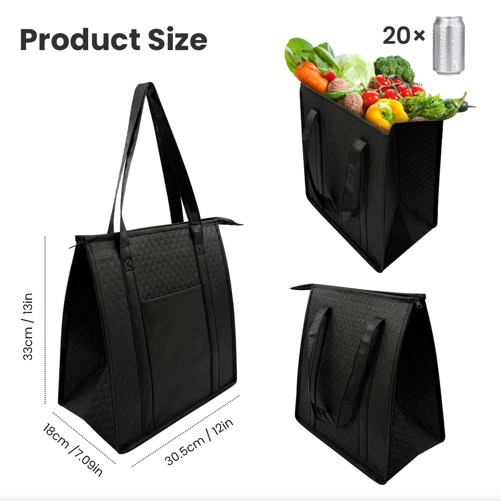 1pc Thermal Insulated Cooler Bag Textured Non-Woven Fabric with Front Pocket and Zipper... - SKU TICB1010 - UGI Packaging