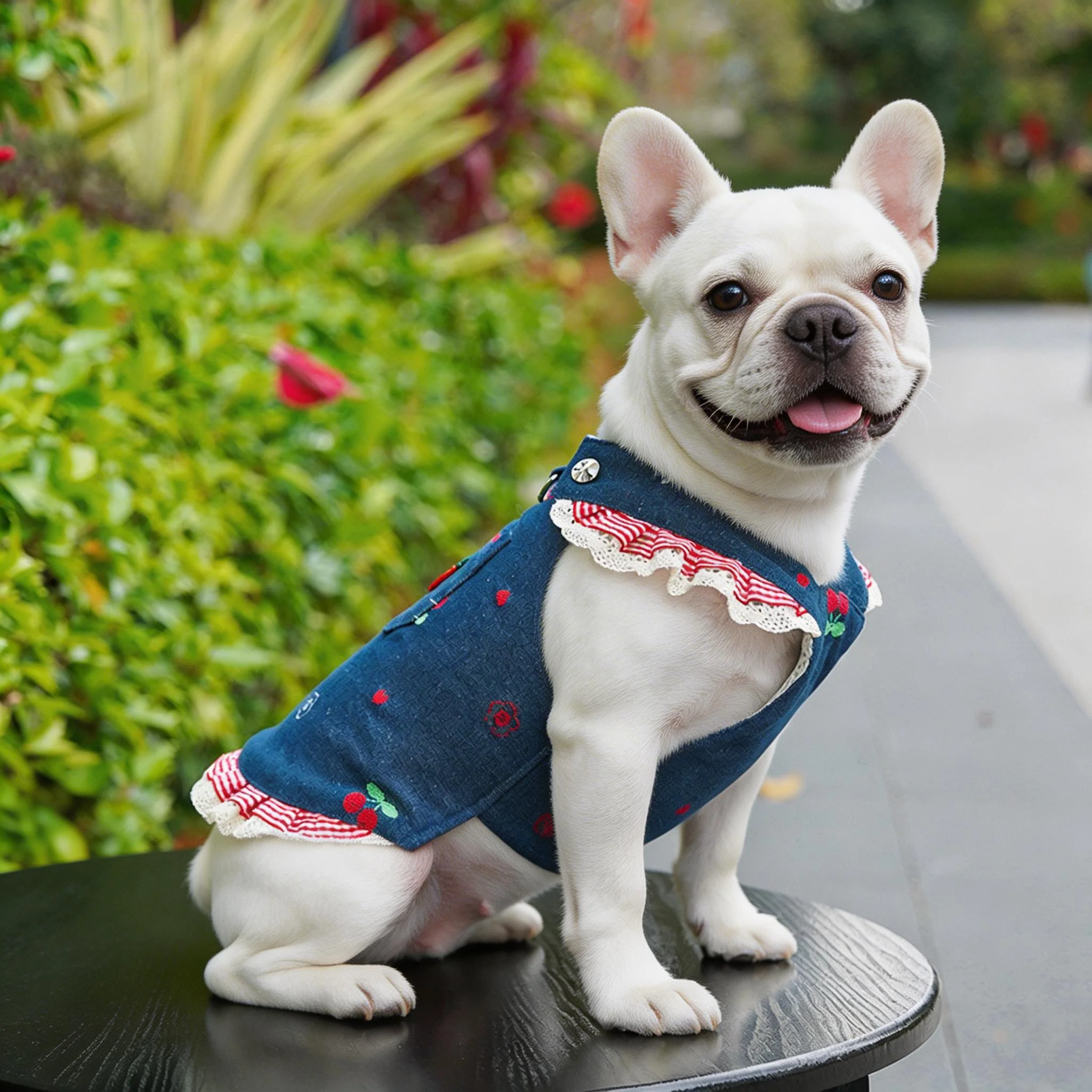 Conjunto de vestido para perro con correa, ropa para perros, elegante disfraz de mezclilla, suministros para gatos y perros, chaleco de malla suave para cachorros, mono de una pieza_voghion.com