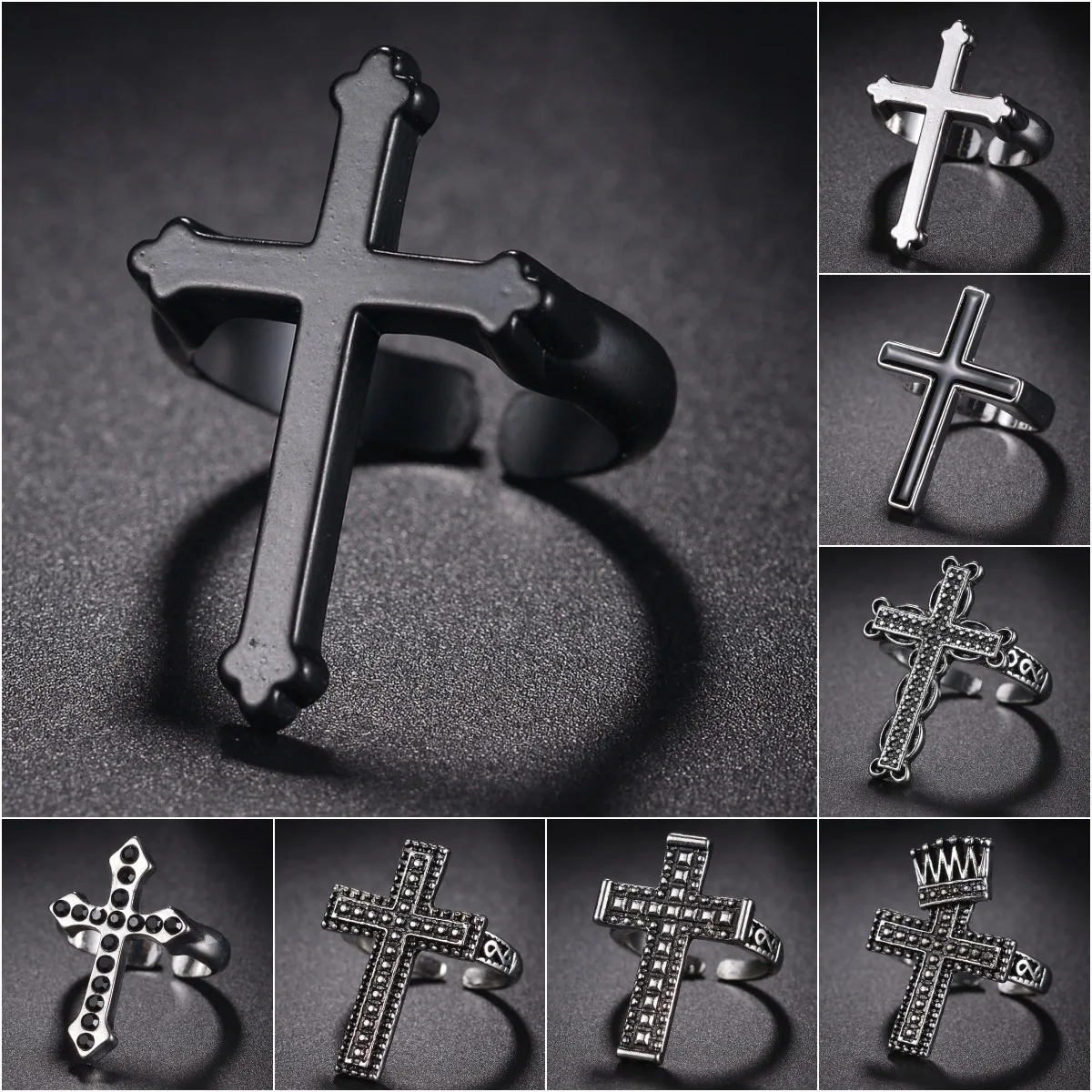 Vintage-Black-Cross-Ring-for-Women-Gothic-Punk-Steampunk-Jesus-Men-s ...