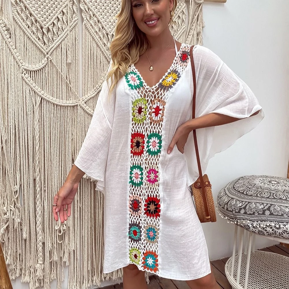 CROCHET BIKINI Beach Cover Up Hollow Out Swimsuit Women Bathing Suit Beach Dress Summer Swimwear Ladies Sexy Bikini Cover Up