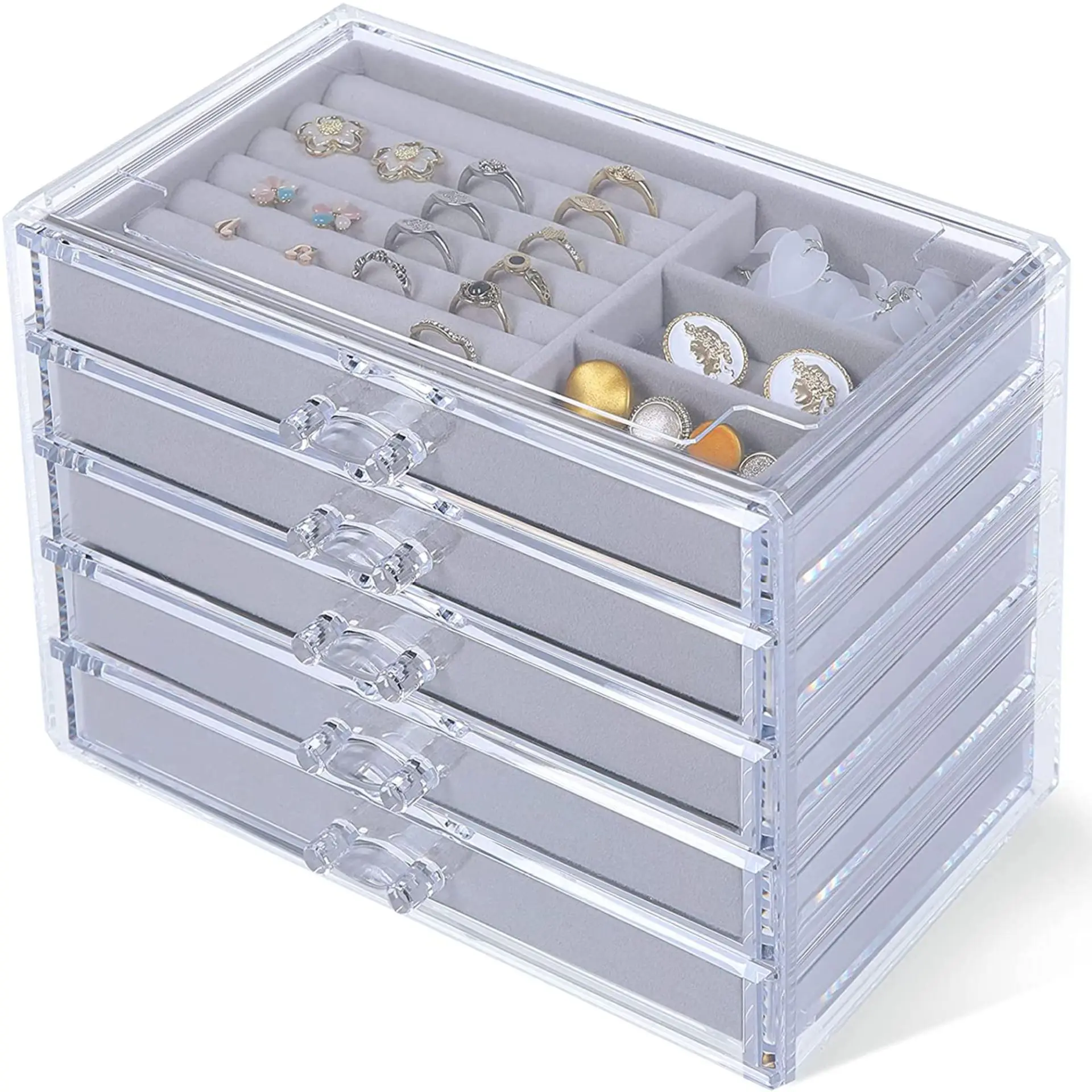 Fashion Acrylic Jewelry Storage Box Organizer for Girl Ring Necklace Drawer Container for Beads Plastic Storage Container Gift acrylic jewelry storage box multi layer earrings ring storage box drawer style jewelry box velvet women jewelry box gift