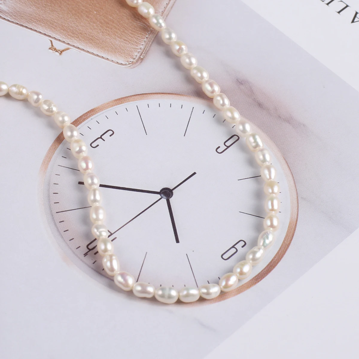 Natural Freshwater Pearl Rice Shaped Beaded 36cm Charm Jewelry Making DIY Necklace Bracelet Accessory Gift  3-3.5mm/36CM