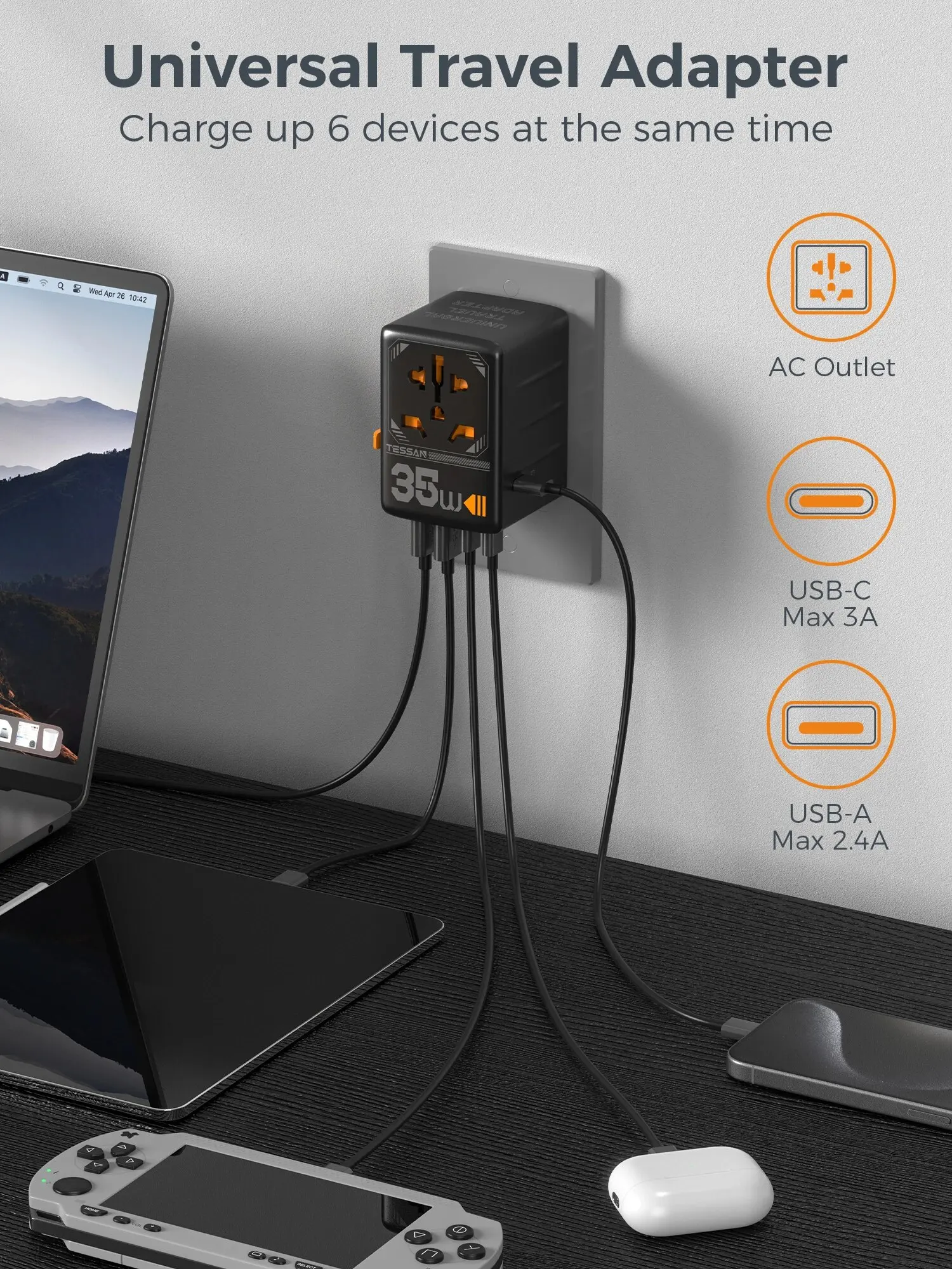 Caricatore Da Parete | Adattatore Di Viaggio Con Presa USB - Foto 4