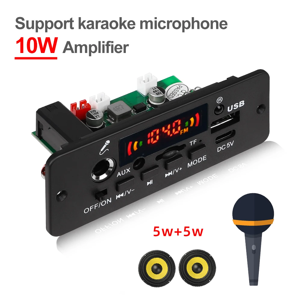  5.0 MP3 ڴ , 10W ,  MP3 ÷̾, 5V ڵ FM  ,   Ŀ USB TF