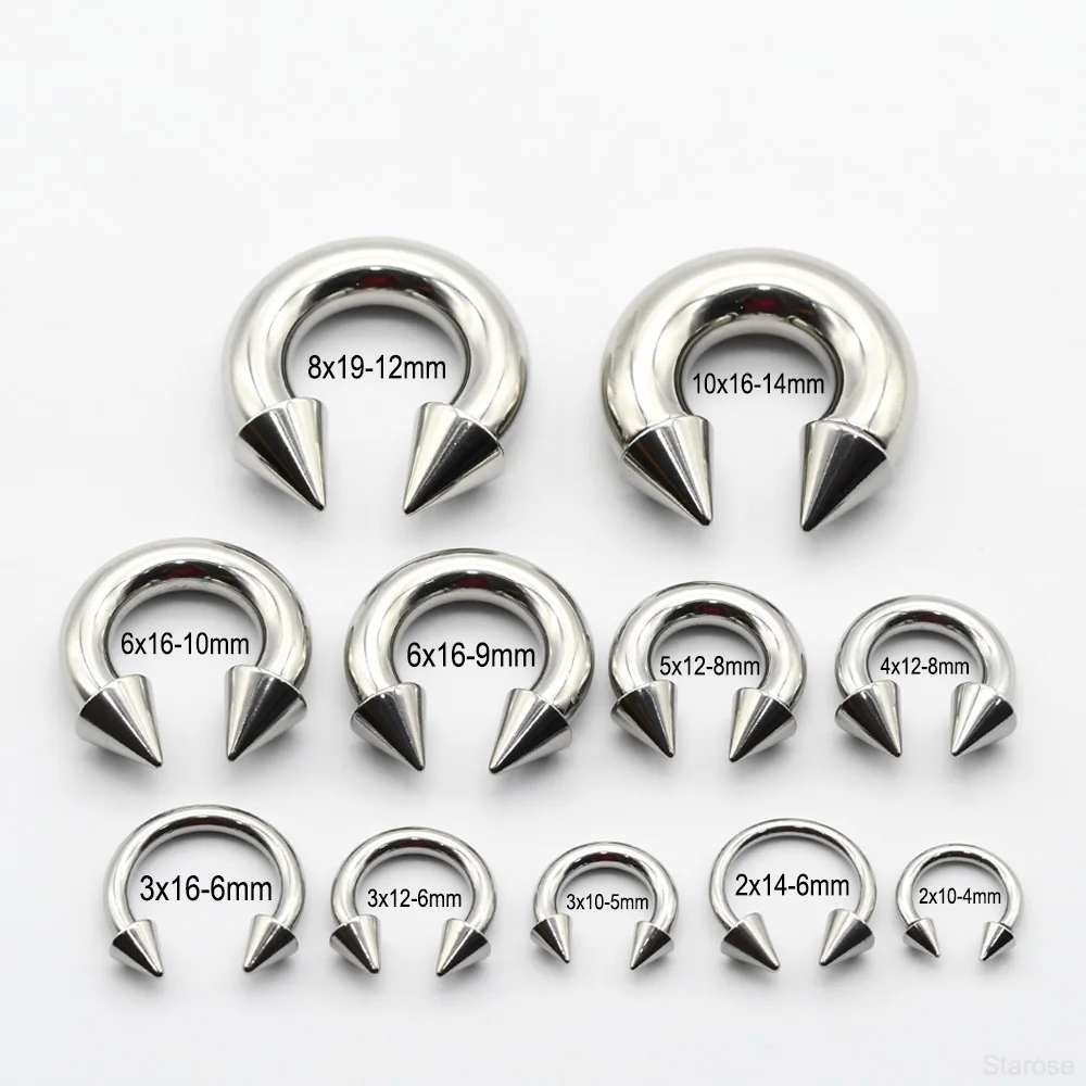 Large Stainless Steel Spike Circular Barbell Piercing