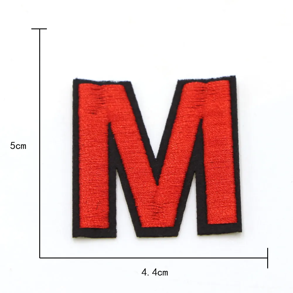 1pc roter Buchstabe a bis z gestickter Patch aufnähen/bügeln auf Patch Applique Kleidung Kleid Pflanze Hut Jeans Nähen Blumen Applikation DIY – Detail 16