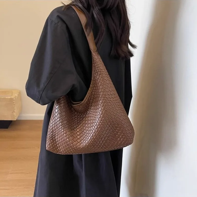 

Плетеная женская сумка с рисунком, вместительные дамские сумочки в стиле ретро, модная однотонная маленькая квадратная сумка на плечо