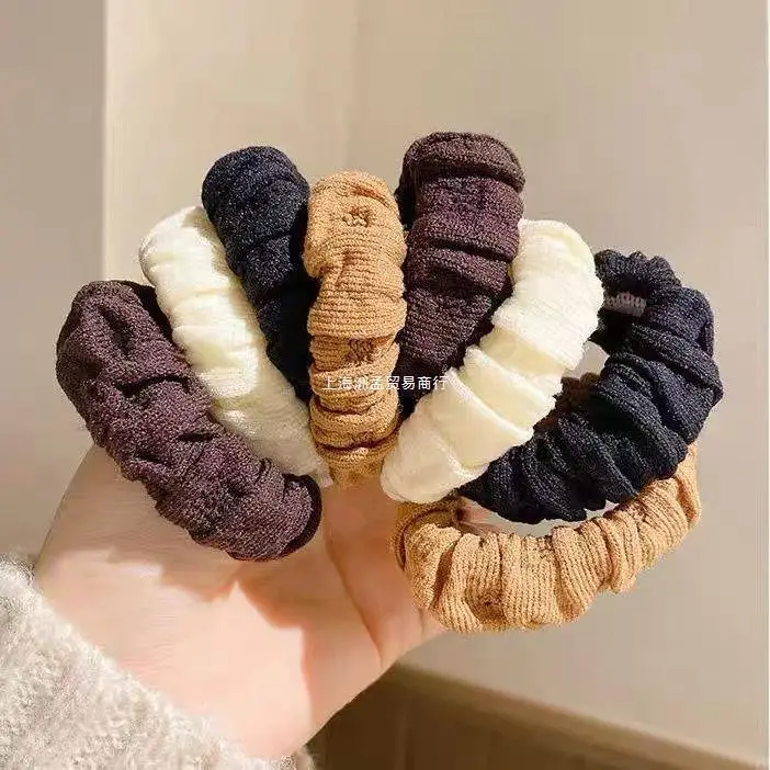 

Simple New Pleated And Thick Hair Rope Women'S High Stretch No Seam Leather Band Hair Ring Hair Ball Head Rope