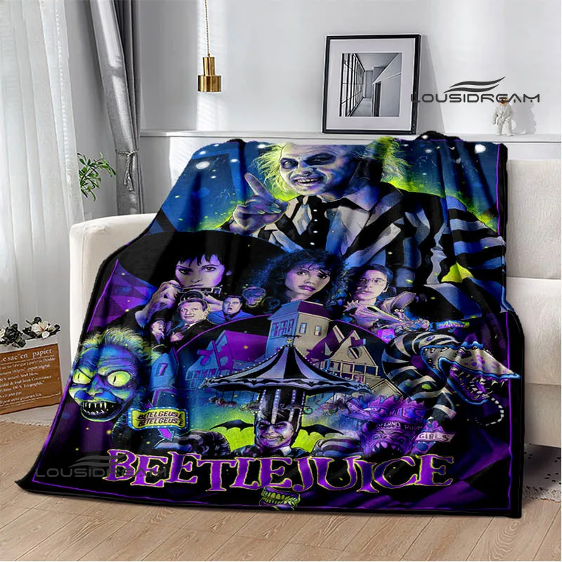 thumbnail image 1 of Horror movie B-Beetlejuice blankets Flannel Warm blanket Soft and comfortable blanket Travel Blanket bed linings Birthday Gift, 1 of 5