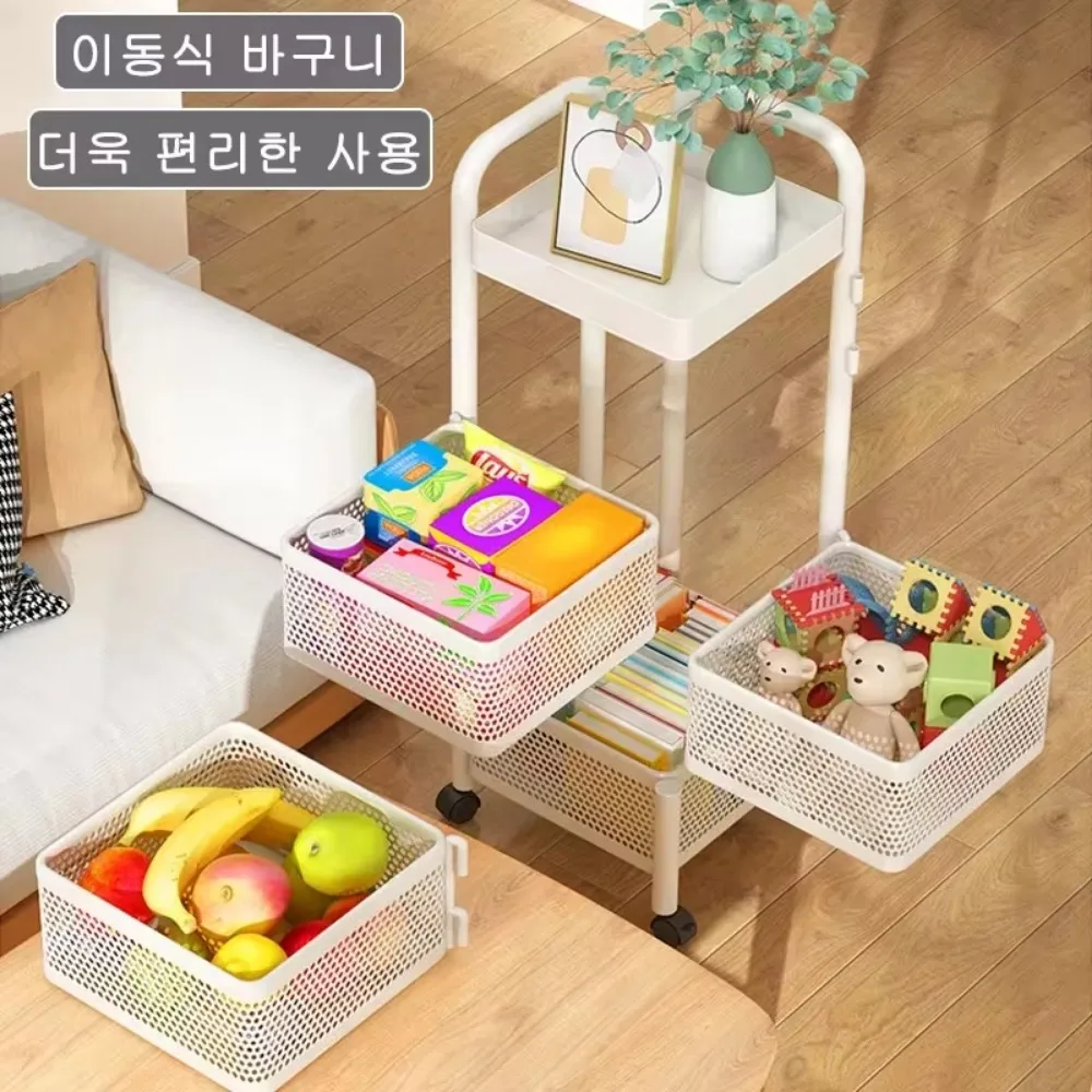 Kitchen Shelving Multi-floor Home Installation Free Multi-functional Storage Rack Vegetable and Fruit Basket Removable Rotating
