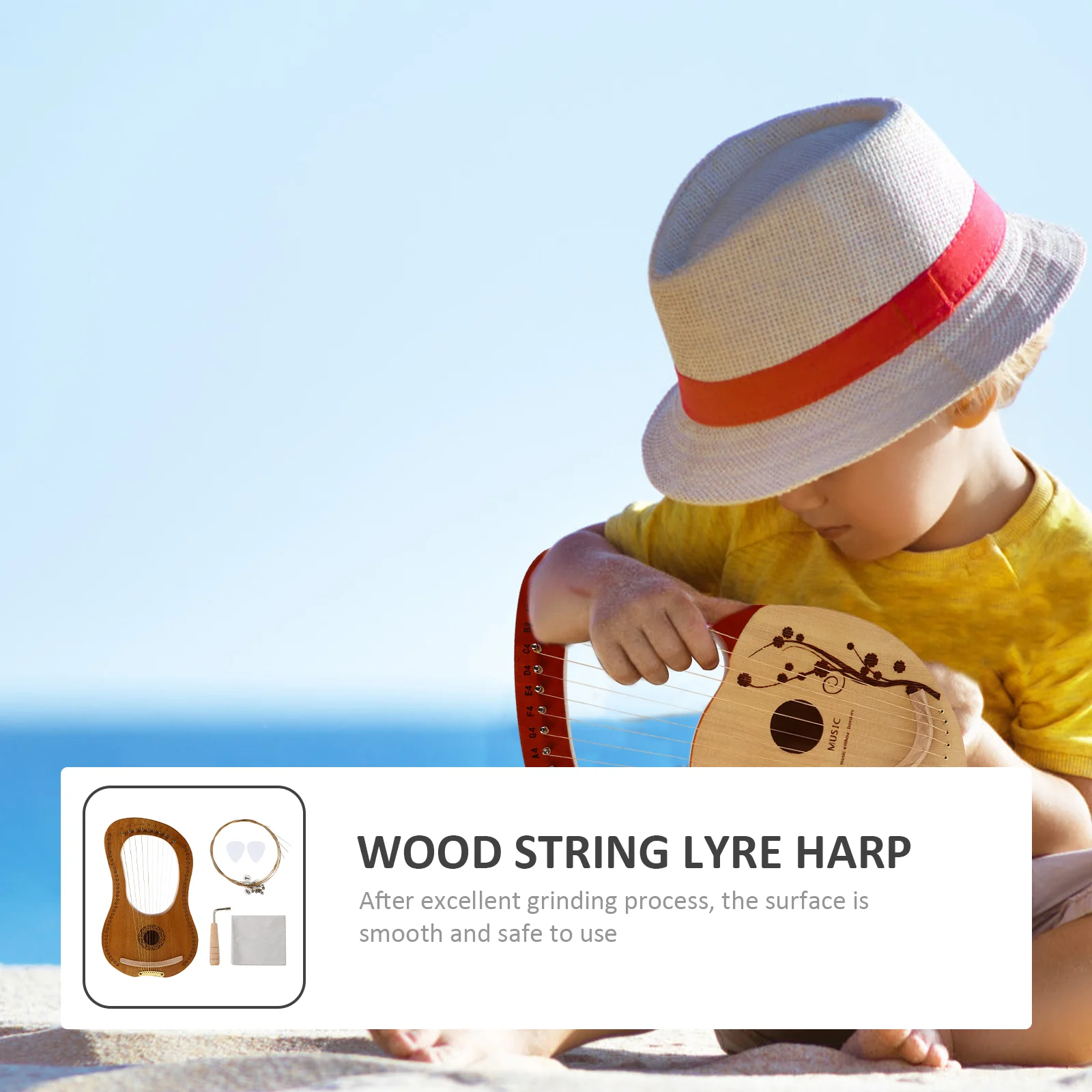 Portable Wood Wood Lyre Harp Lyre Harp Extra Strings Picks Solid Body Retro Style String Instrument Musical Instruments