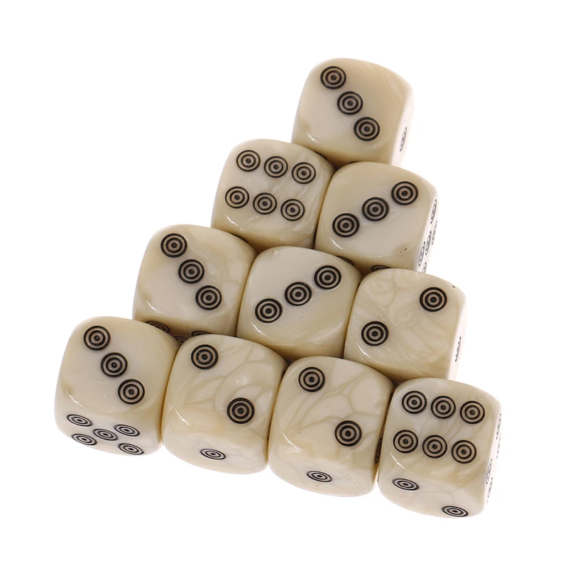 Round Corners 6-sided D6 Dice Set 16mm Acrylic Ivory Dice For Board Game Entertainment Party Cubes Mahjong Accessories 10pcs