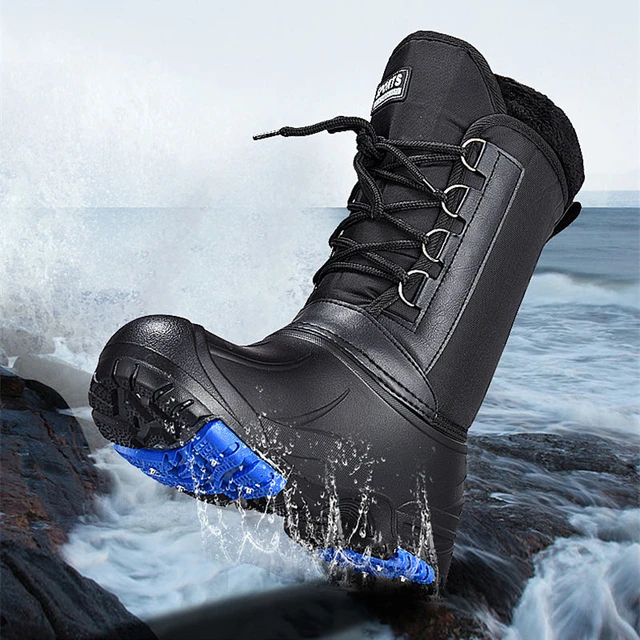 Winter Snow Boots Fishing Shoes Plush Thickened Long Tube Warm Boots  Waterproof Anti-skid Rock Fishing Shoes Sea Fishing Boots - AliExpress