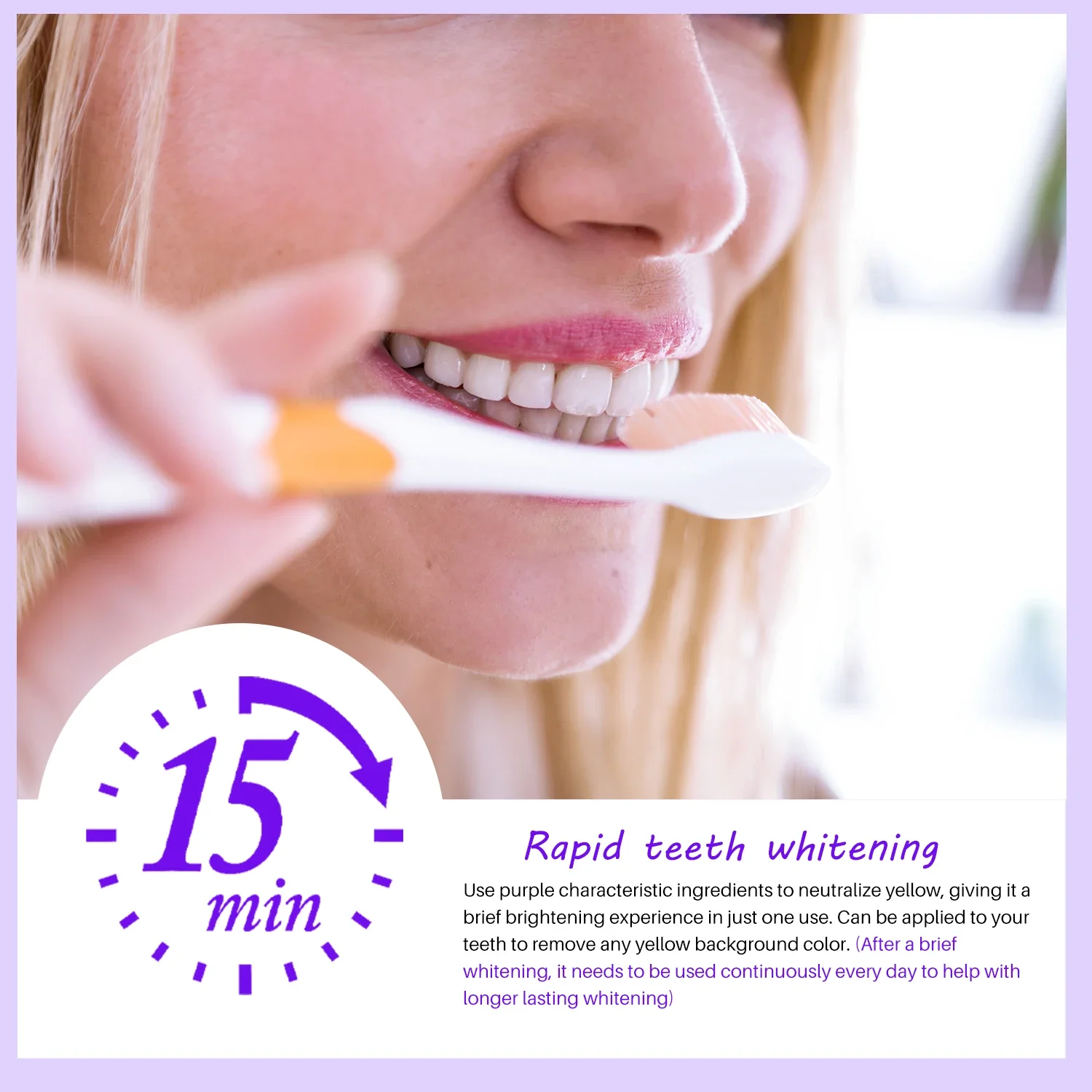 V34 Purple Teeth Whitening Mousse Deep Cleaning Stains Removal Repair Bright Yellow Tones Toothpaste Color Corrector Serum