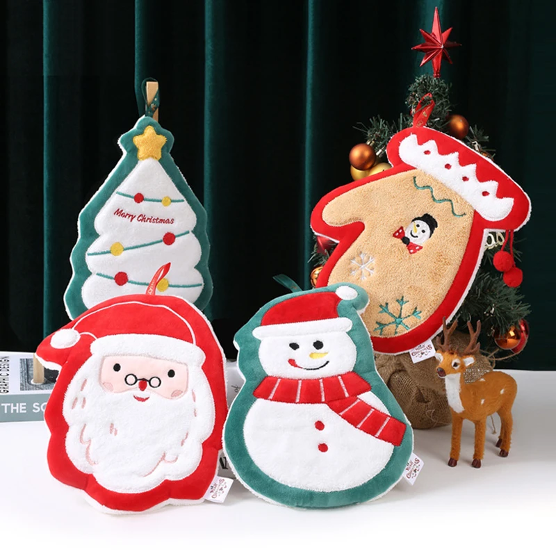 Description Picture 5 of itemChristmas Hand Towel Christmas Decoration Cute Hand Wipe Cloth Cleaning Cloth Xmas Handkerchief New Year 2025 Home Decor