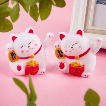 PVC 흔들며 행운의 고양이 케이크 장식, 자동차 장식, 키 버클 펜던트 인형, 홈 장식 장식품